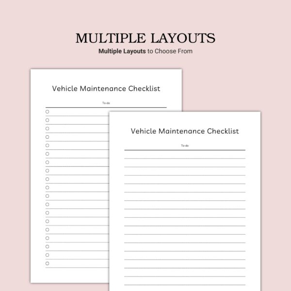 Printable Vehicle Maintenance Checklist Template - Image 3