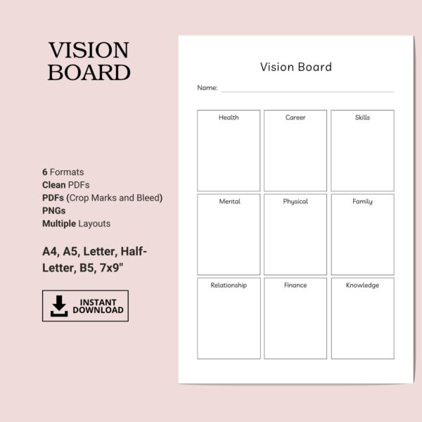 Printable Vision Board Inserts