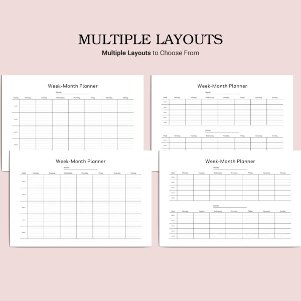 Printable Week-Month Planner Template, Landscape - Image 2