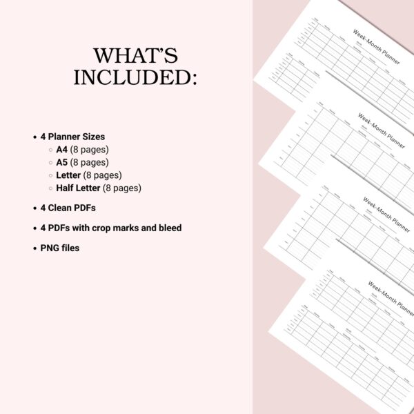 Printable Week-Month Planner Template, Landscape - Image 5