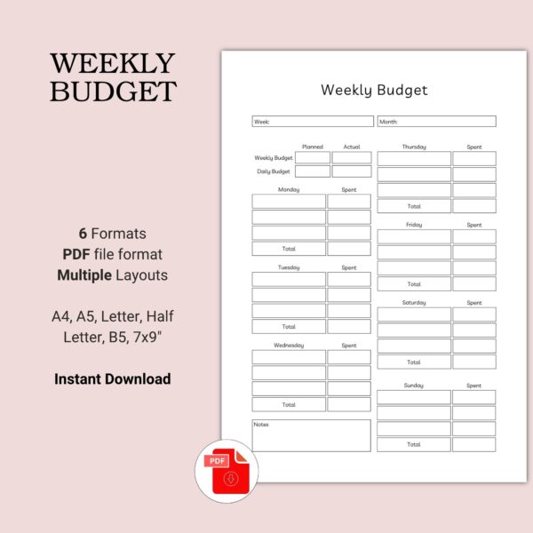 Printable Weekly Budget Template