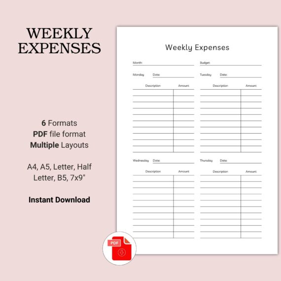Printable Weekly Expenses Template