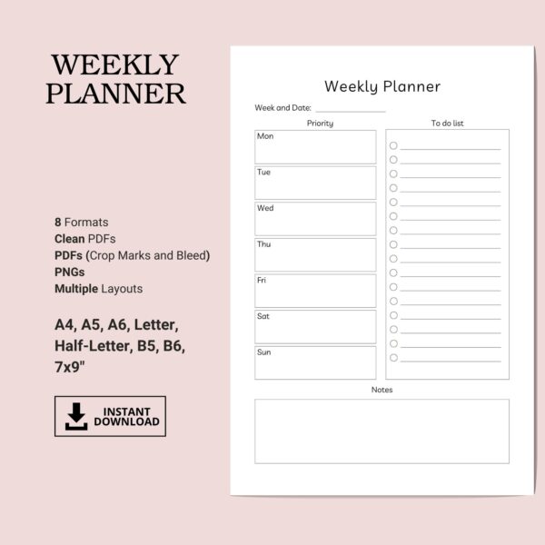 Printable Weekly Planner Inserts