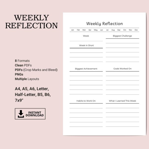 Printable Weekly Reflection Inserts