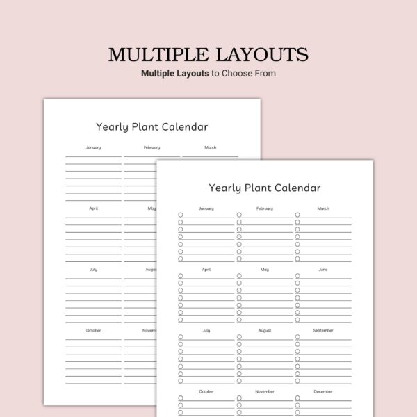 Printable Yearly Plant Calendar Template - Image 2