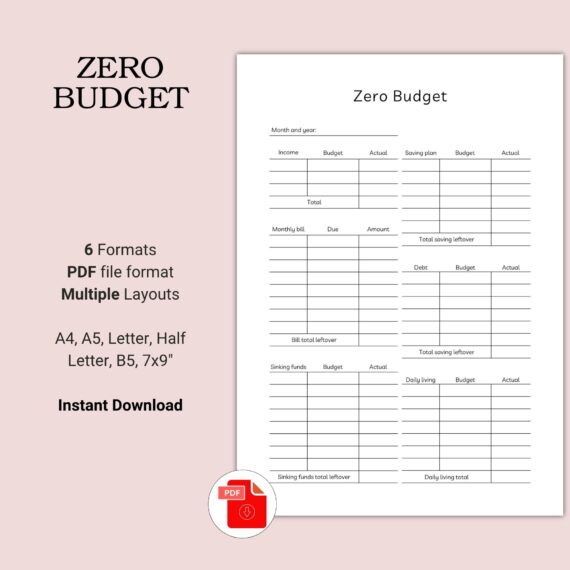 Printable Zero Budget Template