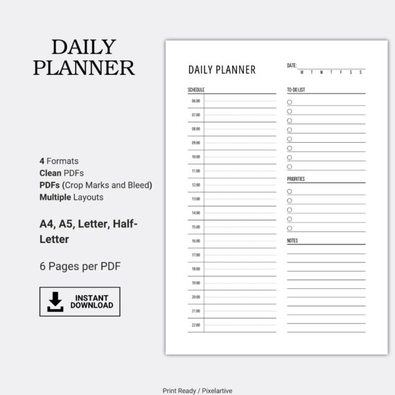 Simple Printable Daily Planner Template