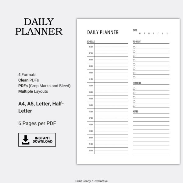 Simple Printable Daily Planner Template