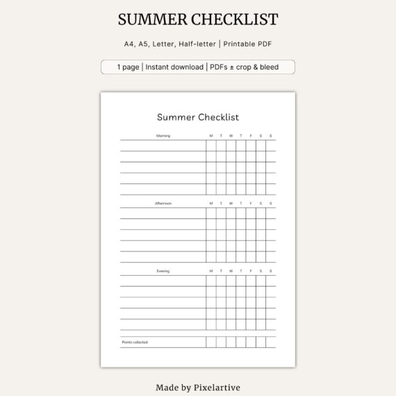 Summer Checklist Template