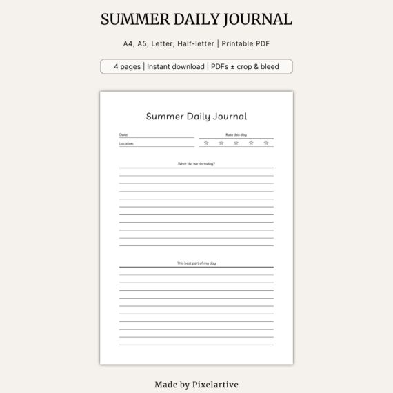 Summer Daily Journal Template