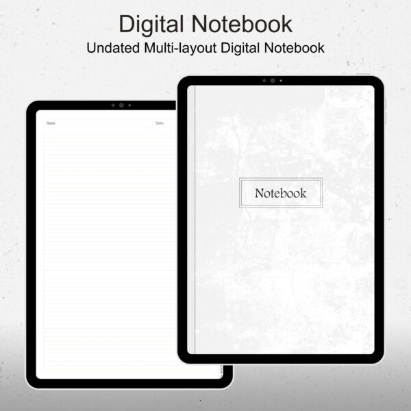 Free Undated Multi-layout Digital Notebook for iPad, Four Themes