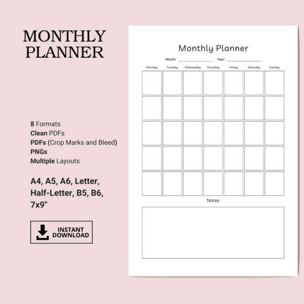 Printable Monthly Planner Inserts