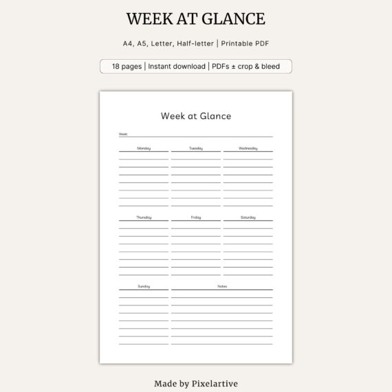 Week at Glance Template