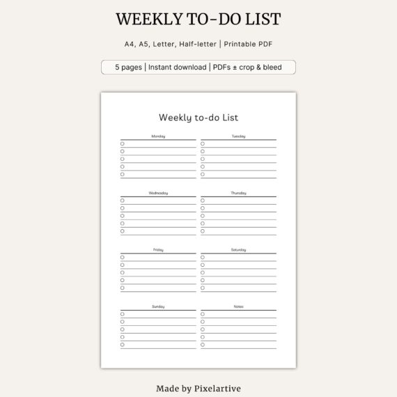 Weekly to-do List Template
